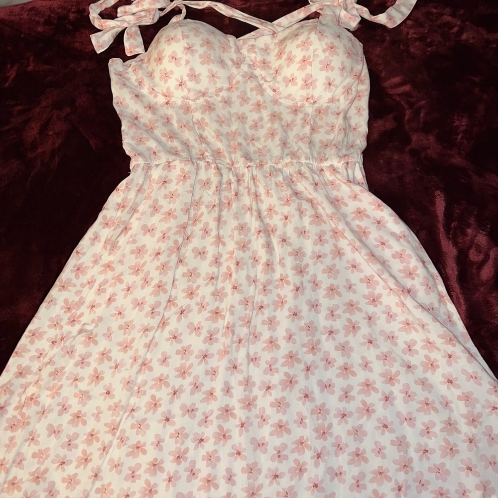 AUW Pink Floral Casual Dress